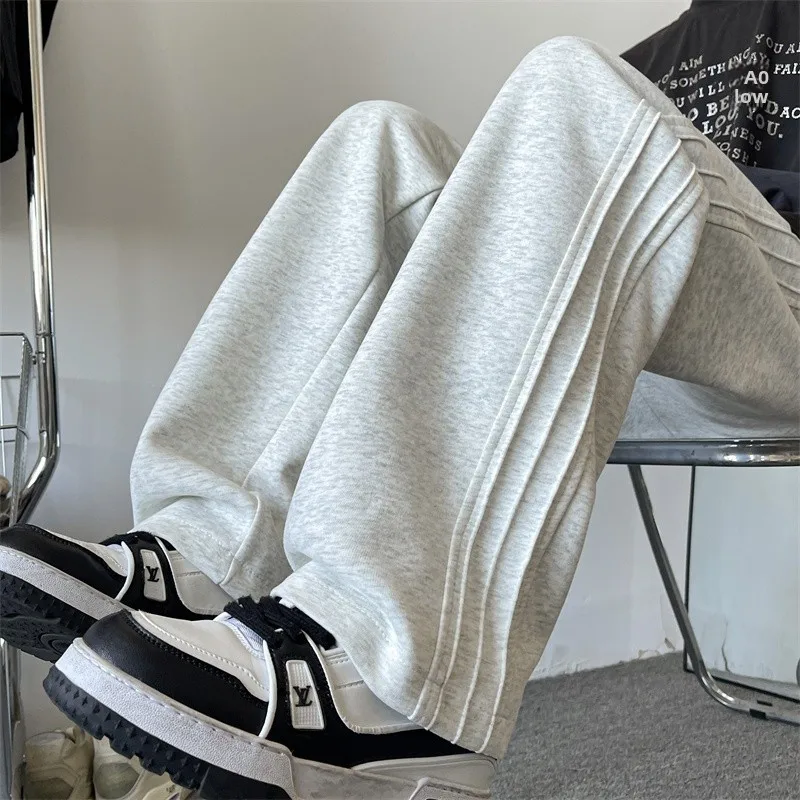 

Men's Loose Fit Straight Leg Sweatpants Casual Spor Winter Polyester Fiber mid High Waist Elastic Waisand Printed