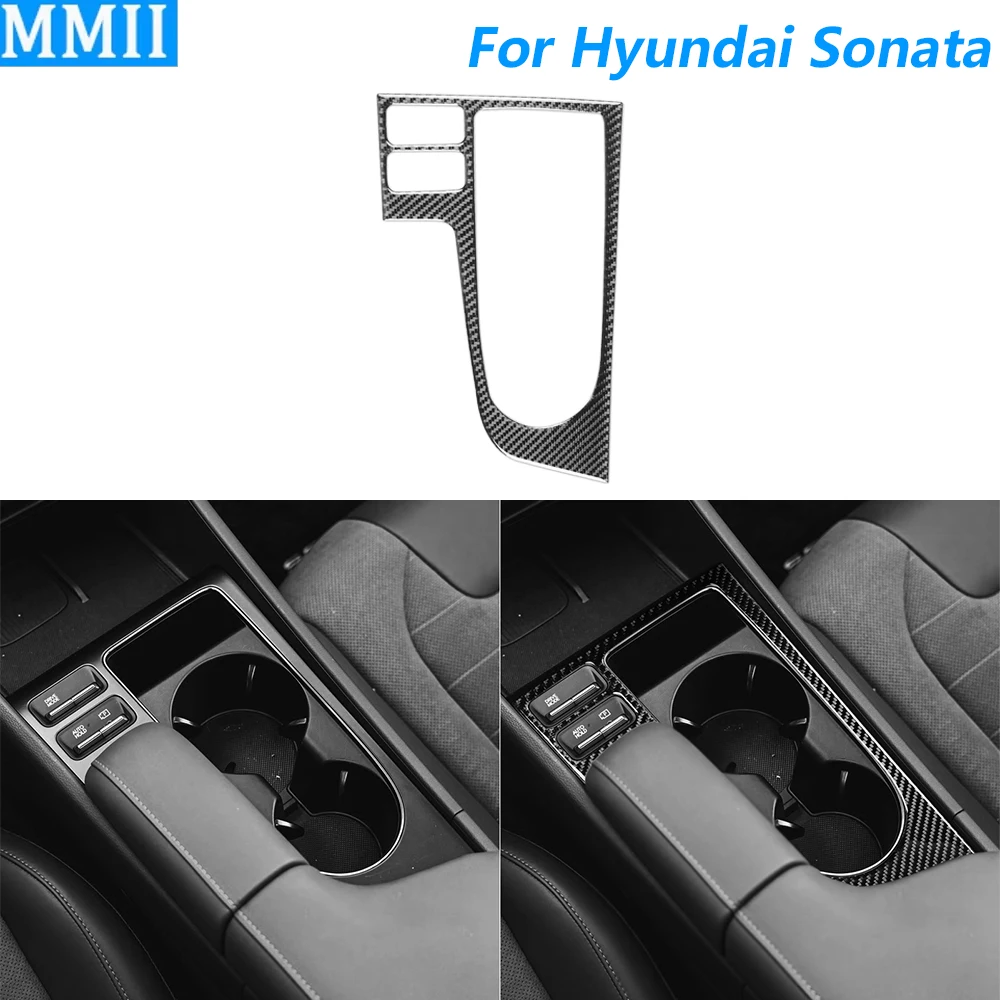 

For Hyundai Sonata 2024-2026 Carbon Fiber Central Control Water Cup Holder Panel Cover Trim Car Accessories Decoration Sticker