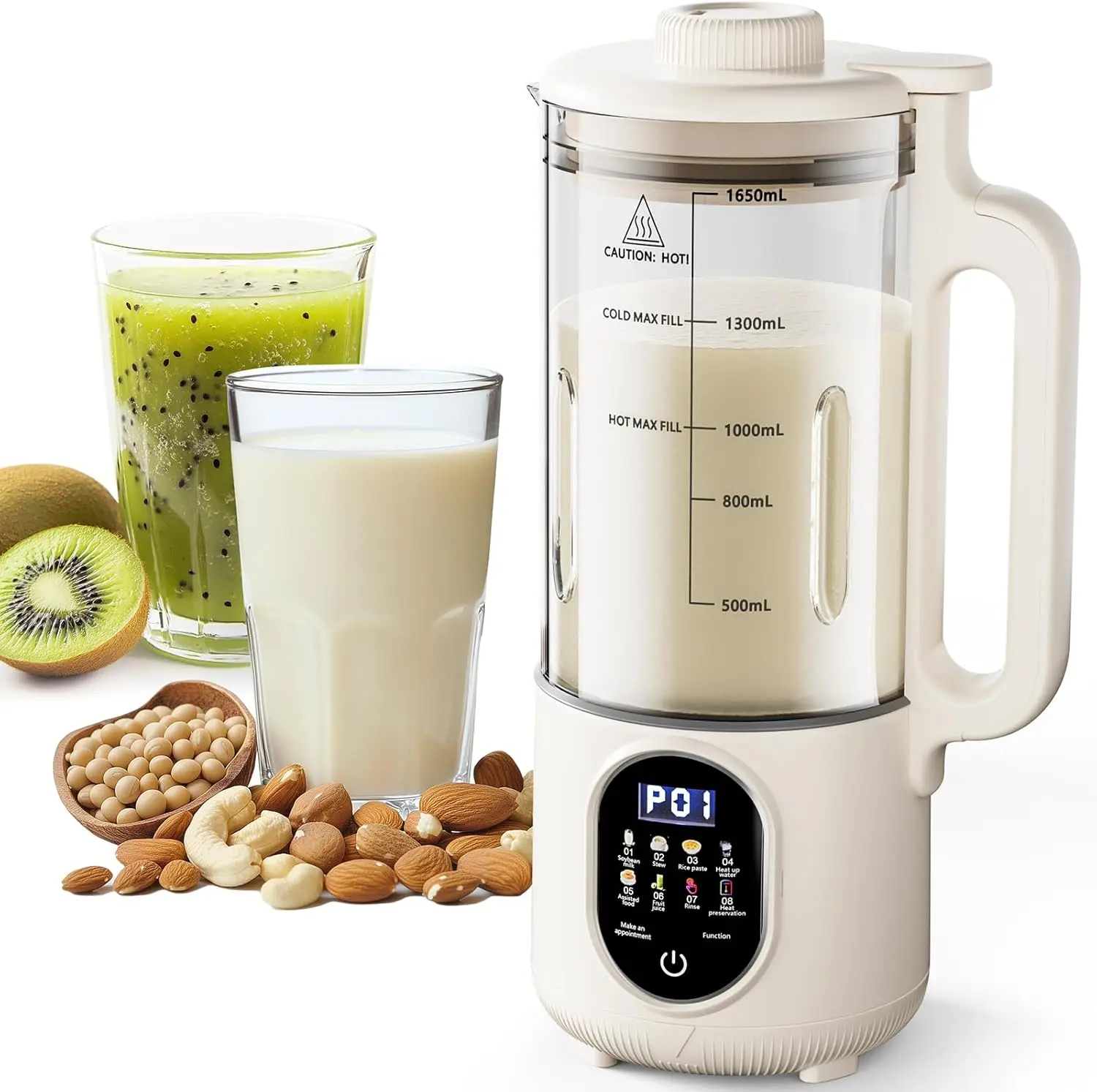 

55oz 10-in-1 Automatic Nut Milk Maker, 20-Blade Large Capacity, Auto Clean, Delay Start, Boil Water, Keep Warm, Makes Oat