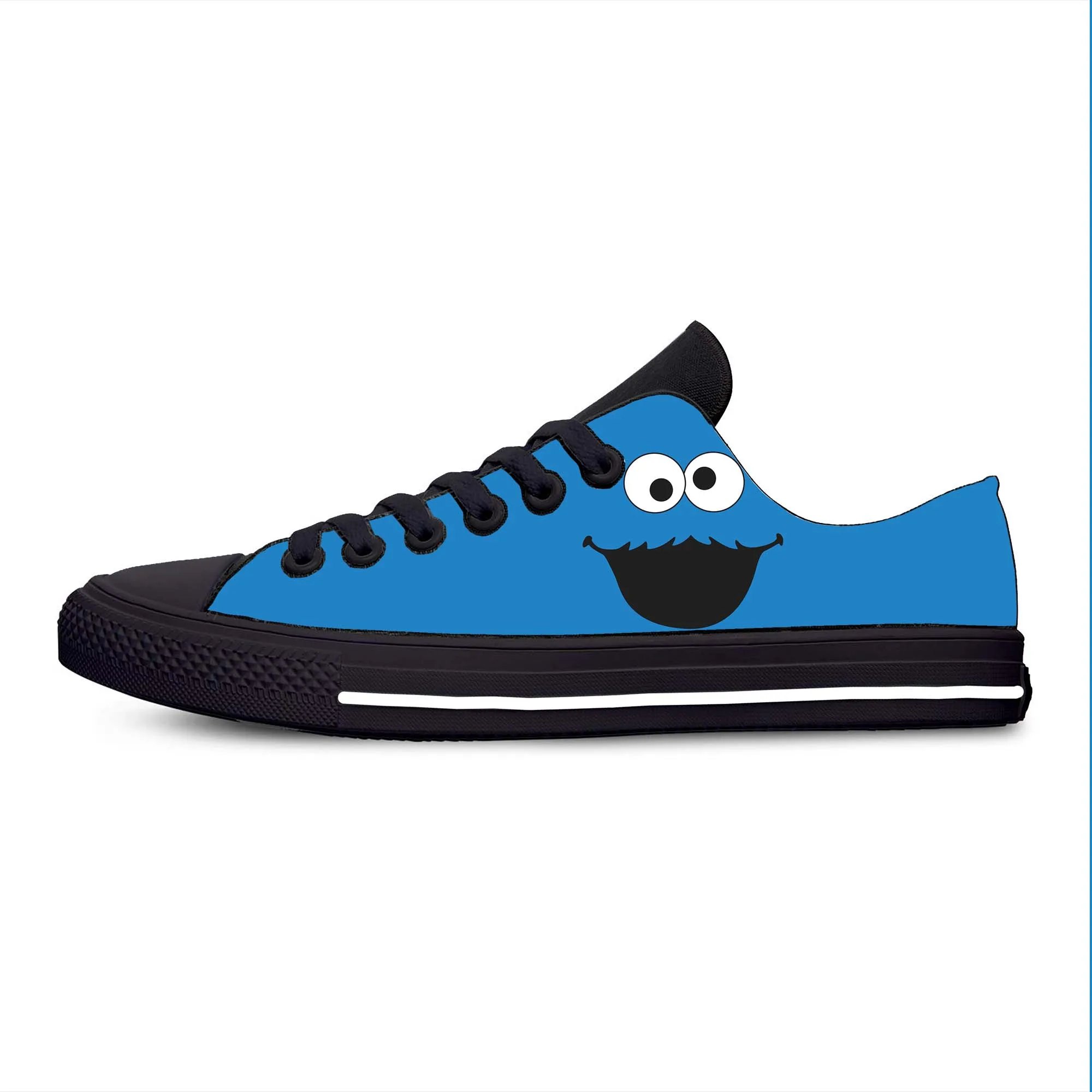 Street Monster Anime Cartoon Manga Sesame Cookie Casual Cloth Shoes Low Top Comfortable Breathable 3D Print Men Women Sneakers