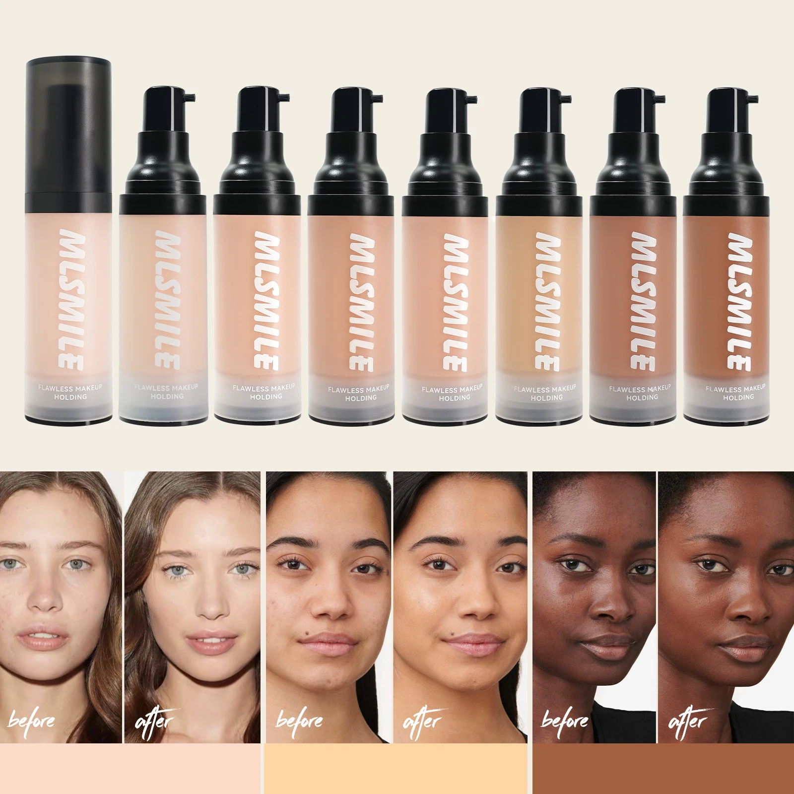 Face Foundation Cream Oil-Control Matte BBCream Waterproof Lasting Concealer Liquid Full Coverage Matte Base Professional Makeup