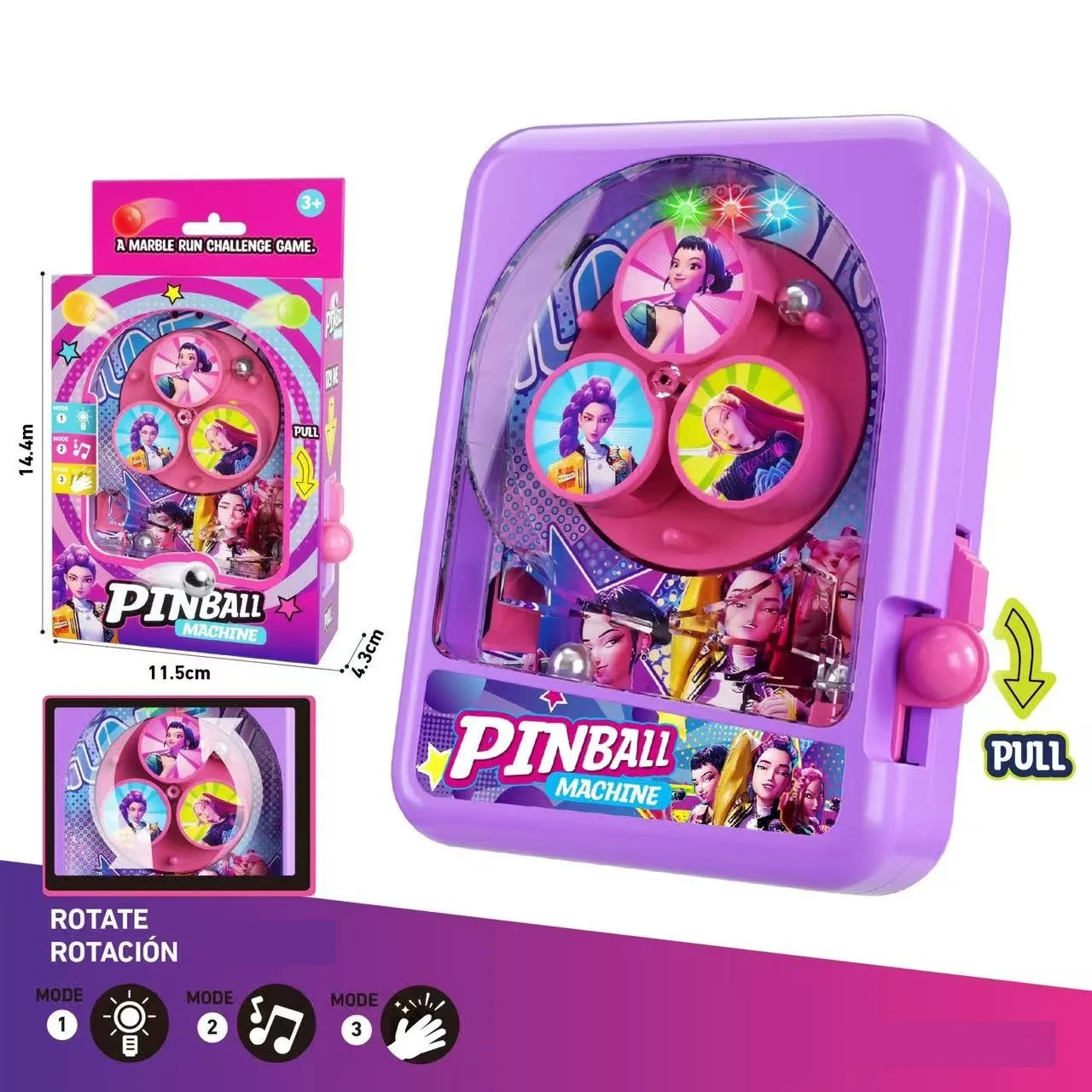 آلة ألعاب الرخام الدوارة ذات التأثير الصوتي لفريق الفتاة السحرية من Hunter's، هدية عيد الميلاد والعام الجديد