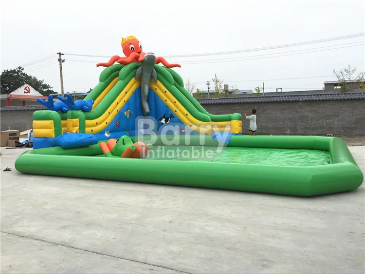 Children Water Park Water Slide With Pool Octopus Commercial Inflatable Water Park