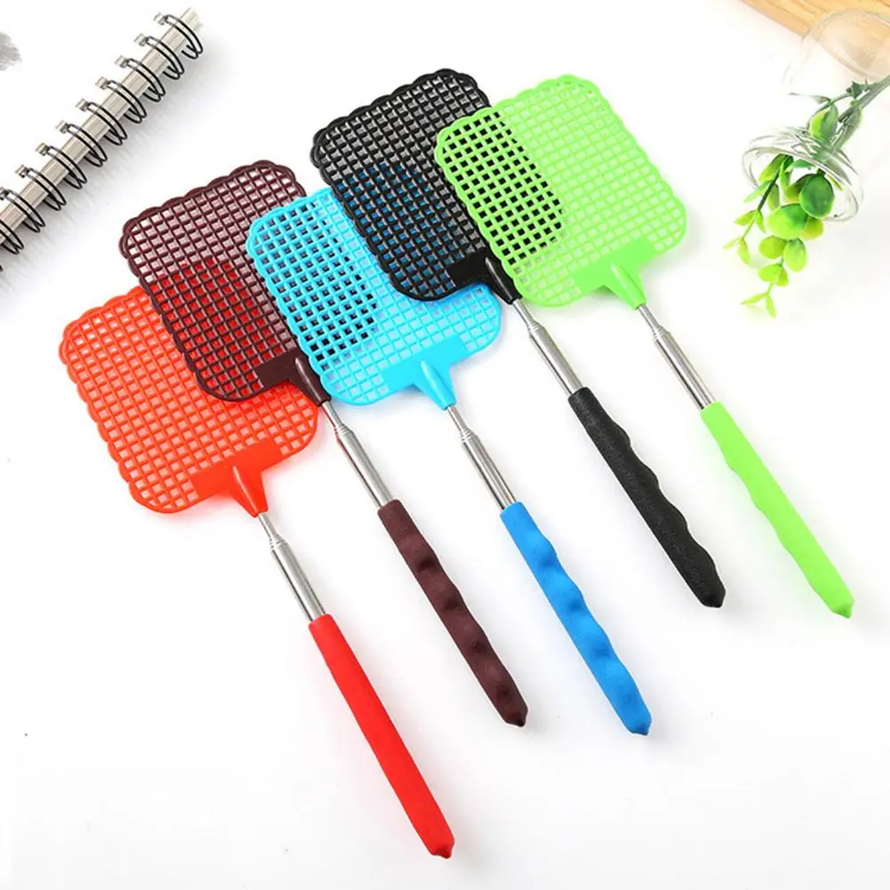 Extendable Fly Swatter Stainless Steel Telescopic Handle Insect Swatter Portable Mosquito Control Swatter 2025 Fly Swatters