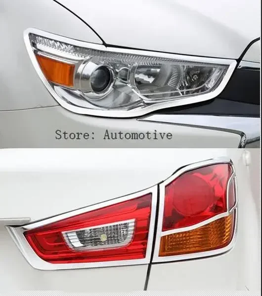 For Mitsubishi ASX Sport RVR 2011 2012 2013 2014 2015 Chrome Front Headlight + Rear Taillight Cover Trim Molding 2in1