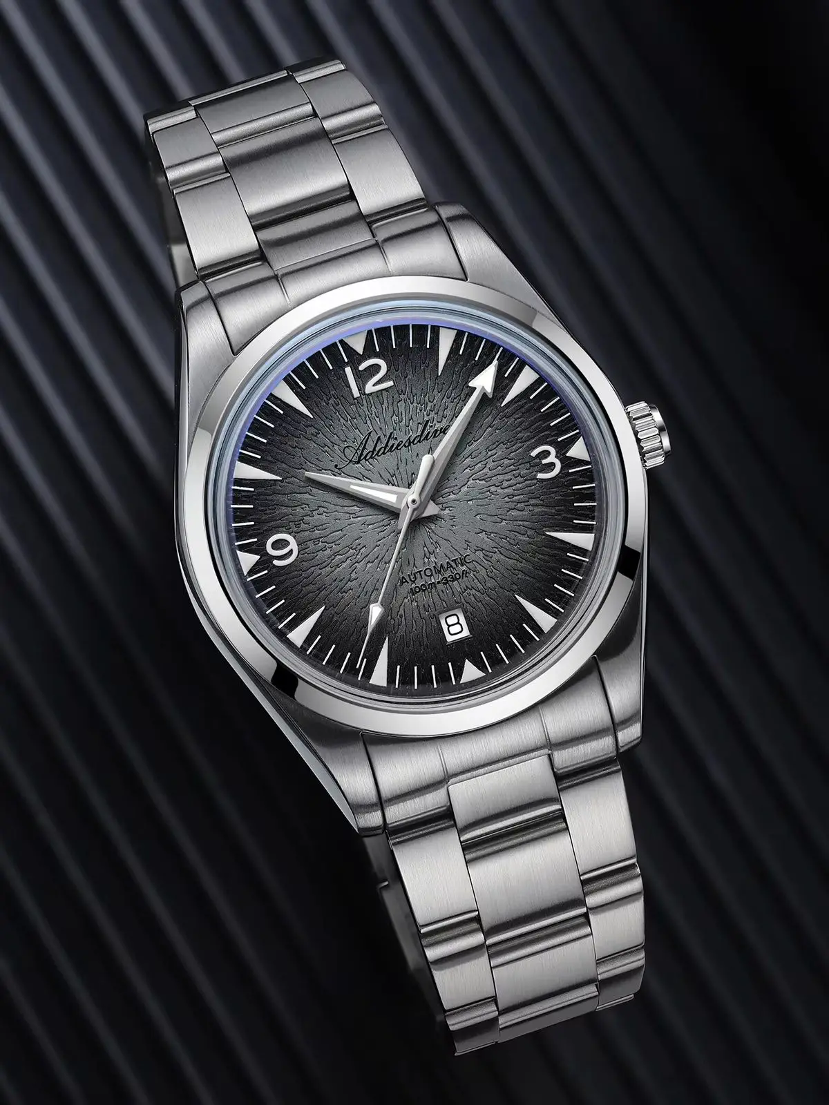 ADDIESDIVE Luxus Herren Automatikuhr 39mm Farbverlauf-Zifferblatt 10Bar Wasserdicht Retro-Stil C3 Retro Super Leuchtend K1 Mineralglas Herren Business Mechanische Uhr