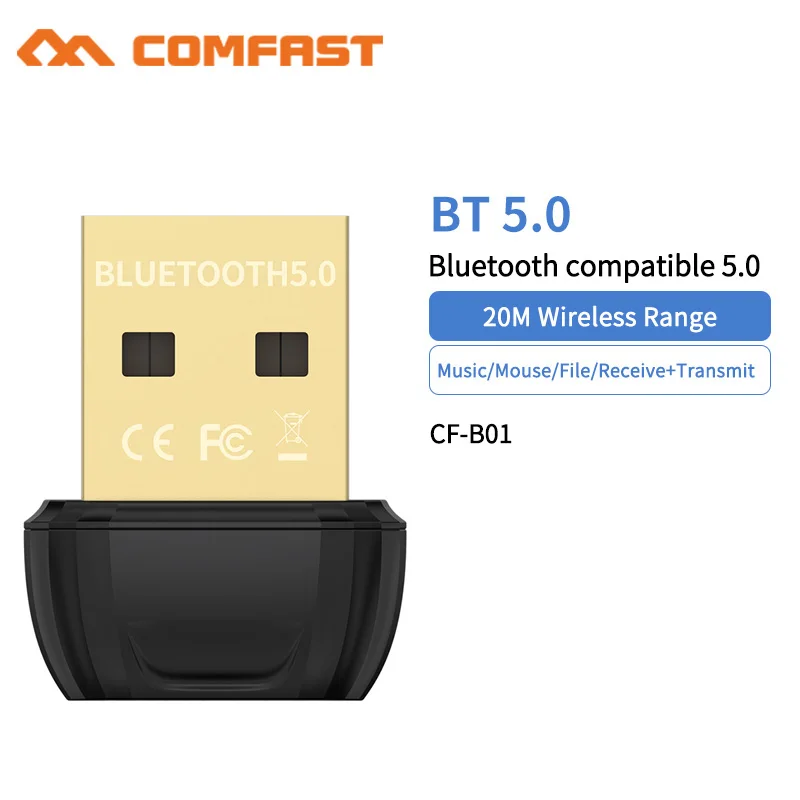 Comfast Bluetooth-compatible Adapter Wireless USB BT5.0 Dongle Data Transmitter Receiver for PC Desktop Laptop Earphone Audio