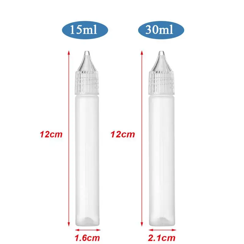5Pcs/Lot 15ml 30ml White Plastic Glue Applicator Needle Squeeze Bottles for Paper Quilling DIY Craft Supplies