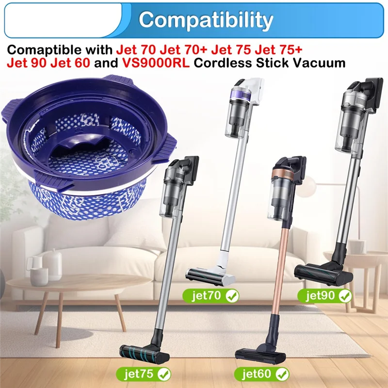 6 шт. HEPA-фильтр для Jet 60 Jet 70 Jet 70+ Jet 75 Jet 75+ Jet 90 VS9000RL Запчасти для пылесоса Пылевой фильтр