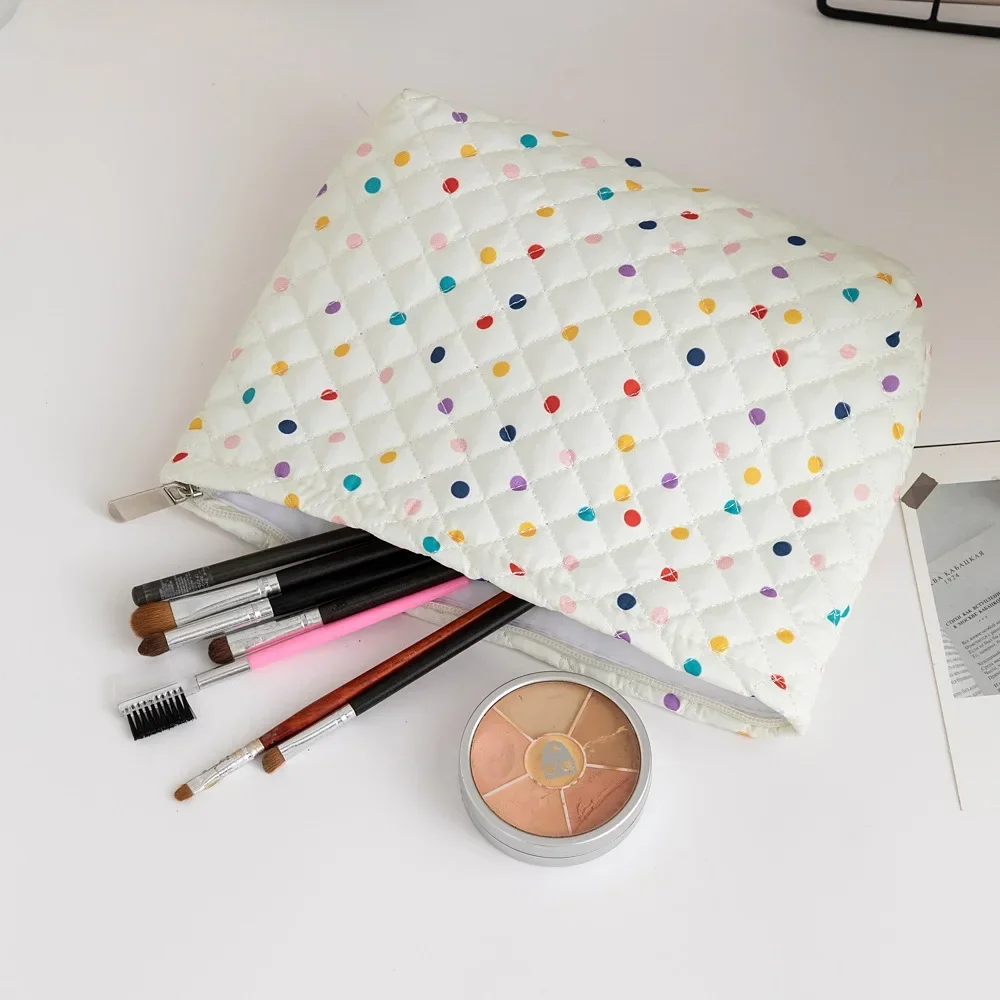 

Girl Korean Style Large Capacity Cosmetic Bag Checkered Floral Cartoon Makeup Bags Women Clutch Bag Travel Cosmetic Organizer