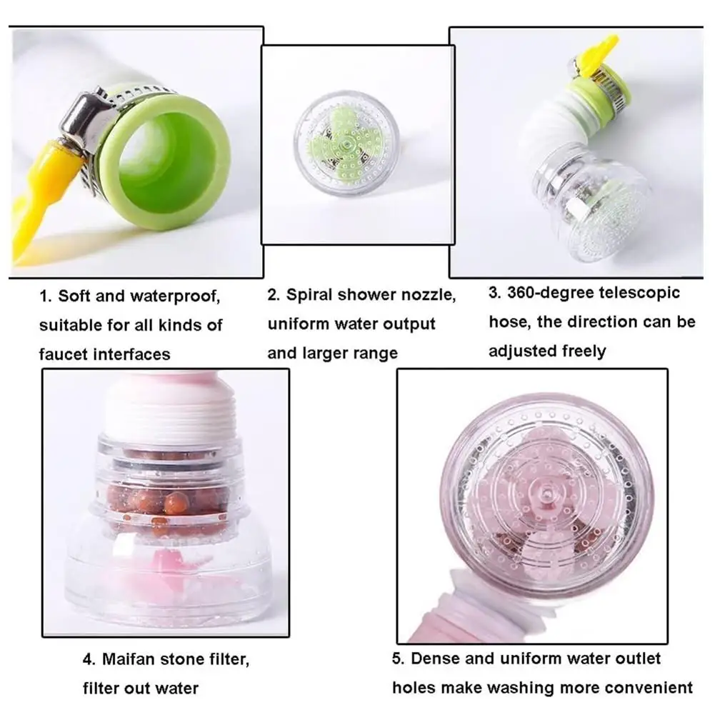 Kitchen Faucet Water Filter Telescopic Anti-splash 360 Degree Rotation Water Tap Connector Extender With Adapter