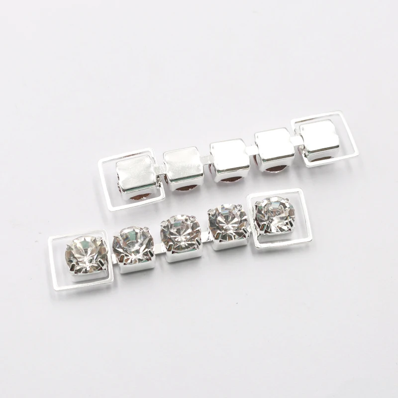 New 10Pcs13 * 55MM Single Row Fully Transparent Rhinestone Bikini Connection Button Swimsuit Bikini Decorative Metal