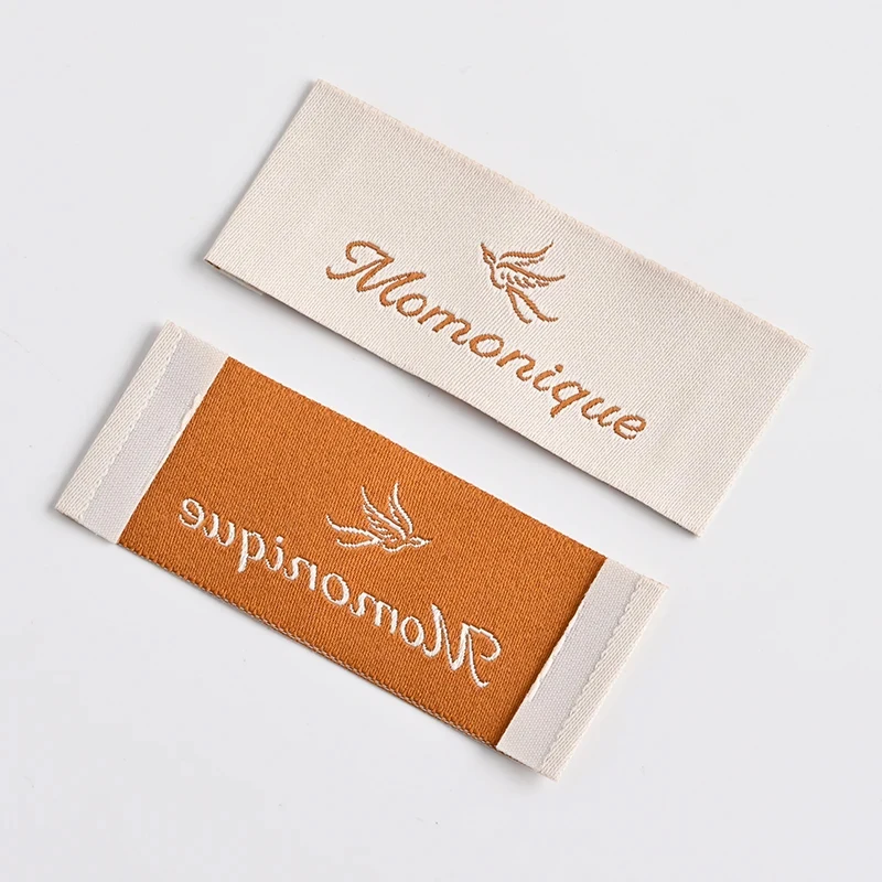 

High Density Customizable Polyester Clothing Collar Woven Labels Square Self-Adhesive Folded Women's Clothing Labels