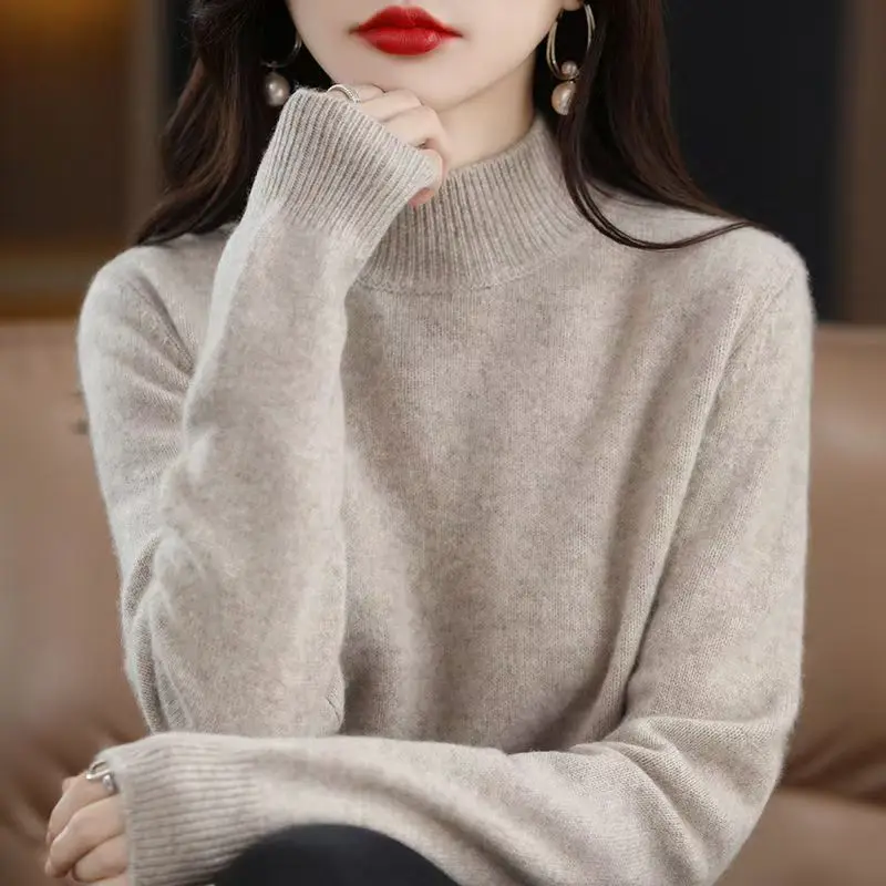 2026 Fashion Temperament New Semi-turtleneck Bottoming Shirt Autumn and Winter Inner Wear Warm Thickened Slim Knitted Sweater