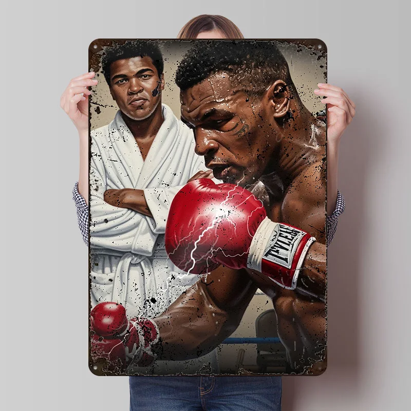 Мухаммед Али и Майк Тайсон портрет печатный постер индивидуальное настенное искусство ретро винтажные металлические жестяные вывески для украшения комнаты и офиса