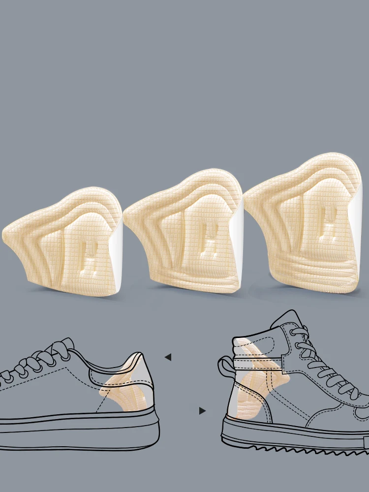 2Pcs Sneakers Pads Insole Patch Comfortable Heel Shoes Back Sticker Cushion Insert Adjustable Half-size Pads