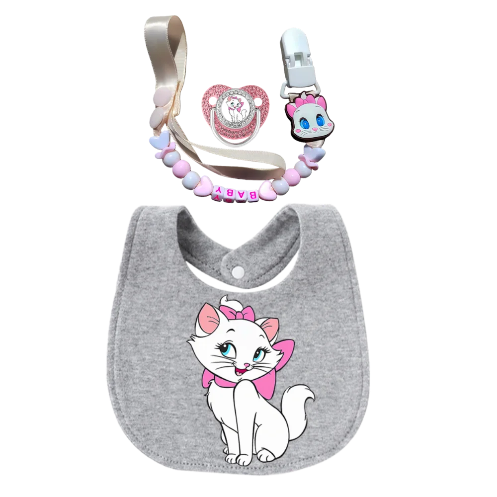 

Baby pacifier set Cute baby party gift Silicone pacifier chain clip without bisphenol A - Suitable for newborns Baby feed bib