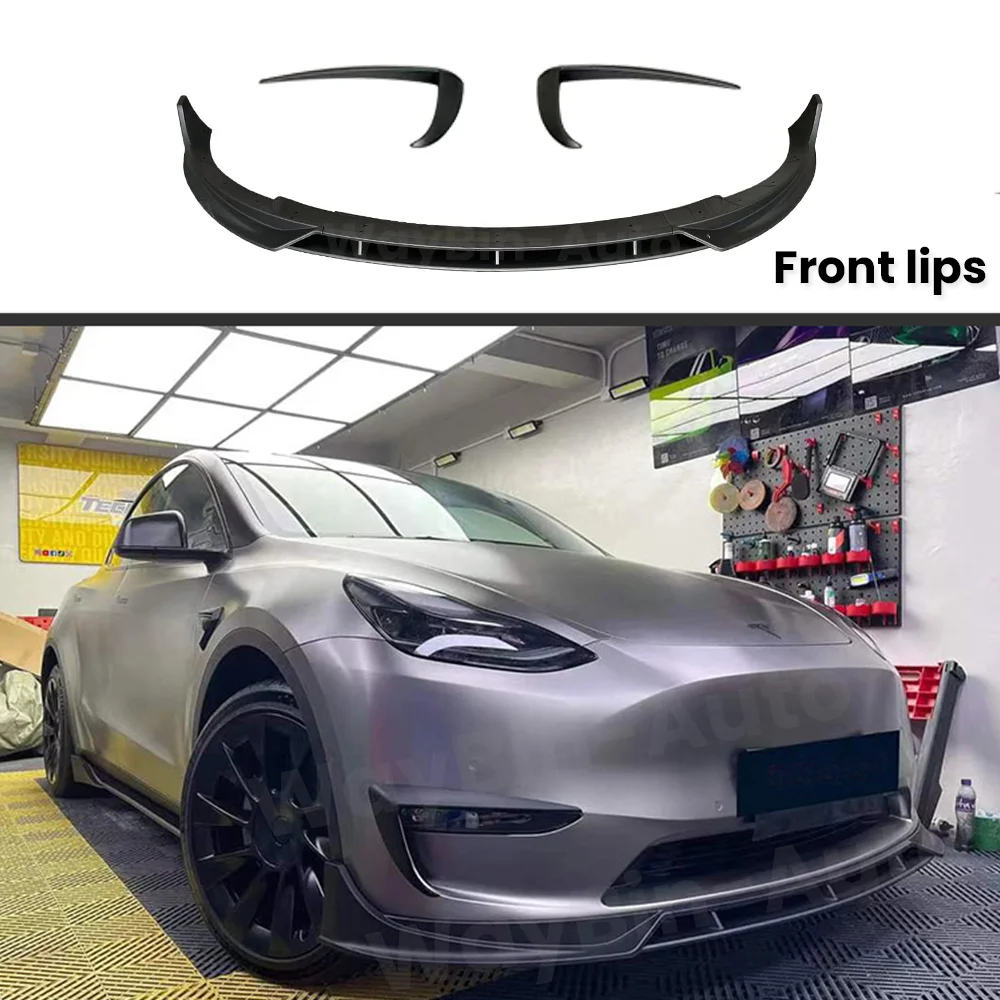 Tesla Body Kits For Model 3 Y 2017- 2023 Tunning Fast Aero Matte Black Front Bumper Lip Rear Diffuser Spoiler Tuning Accessories