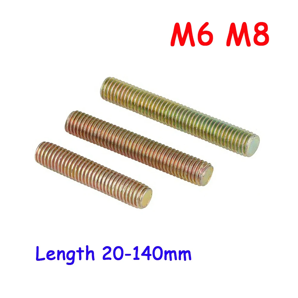 Color Zinc Fully Threaded Rods Dual Head Threaded Bar Headless Stud Bolts Screw Rod Tooth Stick M6(6mm) M8(8mm)