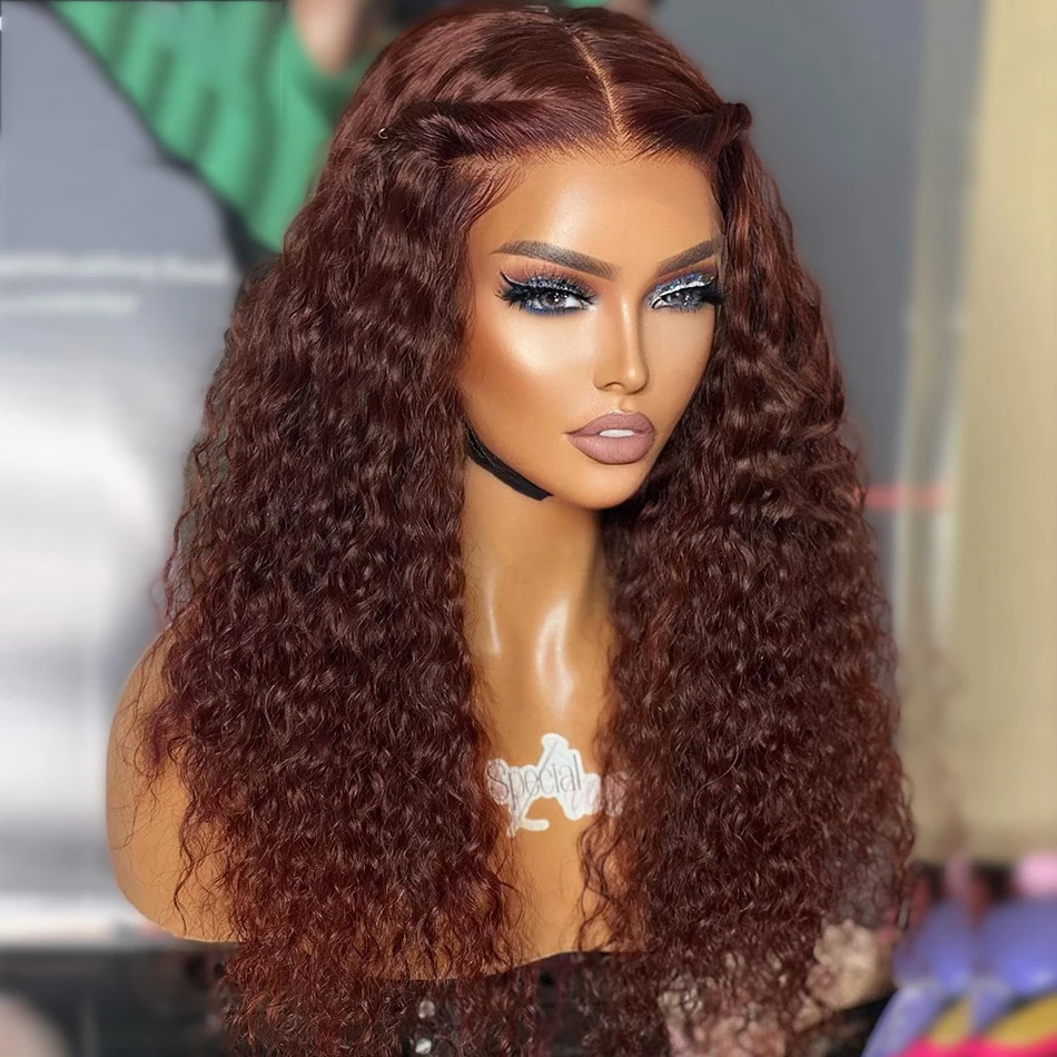 

26 дюймов 180 Плотность Бесклеевой Коричневый Кудрявый Длинный Парик 13*4*1 Парик Фронта Шнурка Для Чернокожих Женщин Детские Волосы Синтетические Предварительно Сорванные