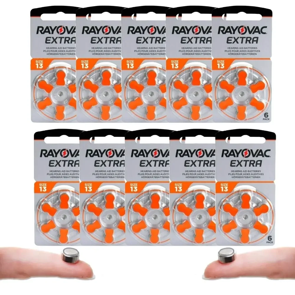 Rayovac Extra 60 PCS High Performance Hearing Aid Batteries. Zinc Air 13 / P13 / PR48 Battery for BTE Hearing aids Drop Shipping