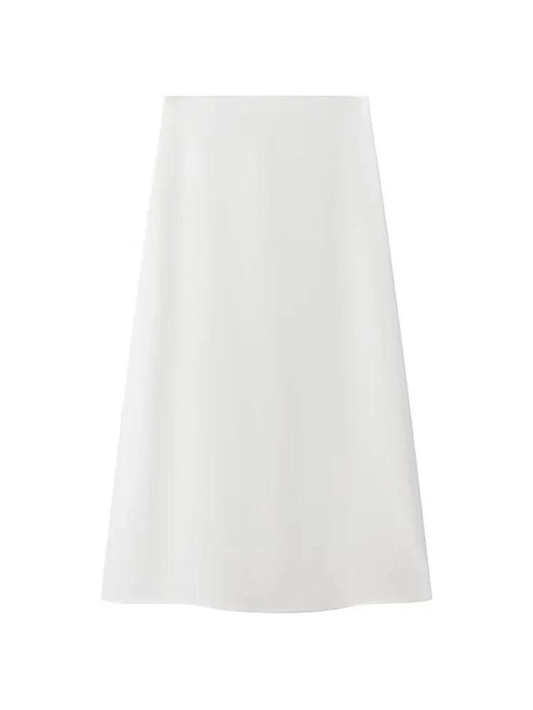 Women\'s Casual Cotton Linen Blend White A-Line Skirts, Female Summer High Waist Long Skirt, 2022