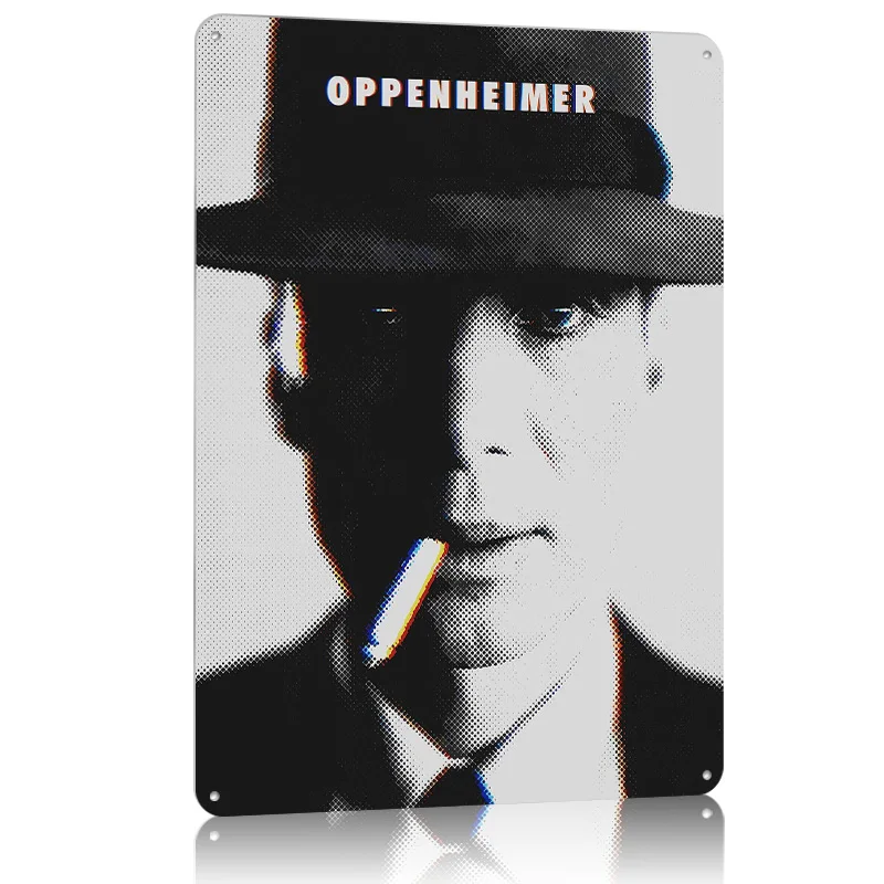 Oppenheimer الفيلم المعادن المشارك خمر الديكور غرفة المعيشة مخصص الألومنيوم علامات معدنية لجدار الفن الديكور ديكور المنزل