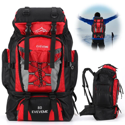 Imagen 2 del producto Mochila impermeable para senderismo, bolsa de viaje de gran capacidad para deportes al aire libre, montañismo, 80L