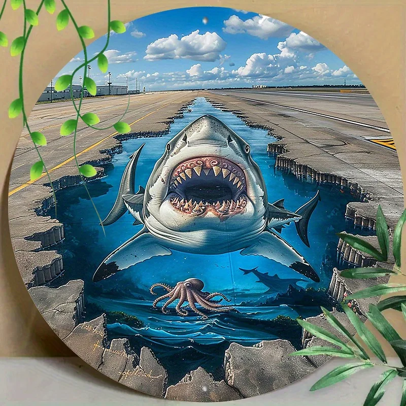 

Cute Vintage Round Aluminum Sign, 3D Illusion Decorative Wall Sign for Home Restaurant Garage Coffee Shop Office Decor