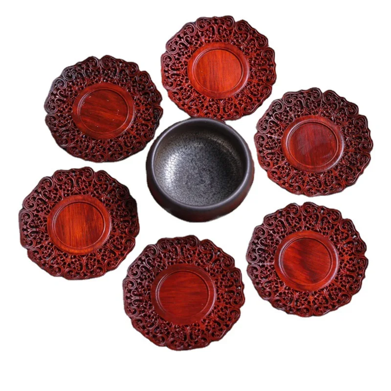 

Indonesian red sandalwood hollow carving coaster spacer