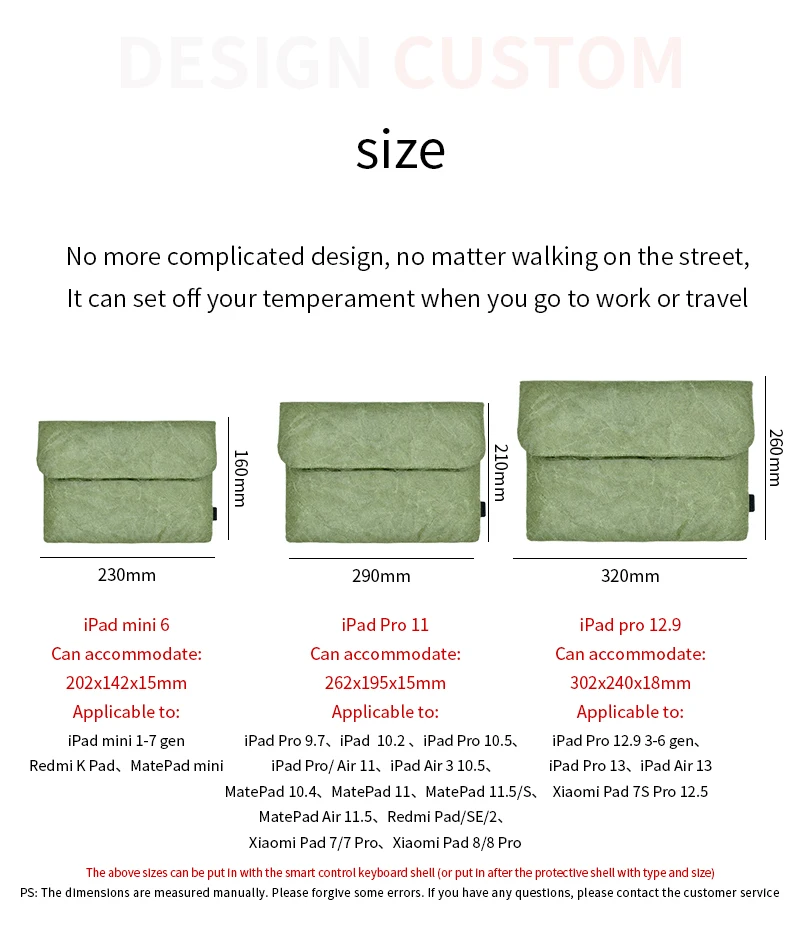 Vintage Old Style 8.3/11/12.9 Inch Pad Bag Cover,Paper Material Tablet Sleeve Case For iPad Pro 12.9\
