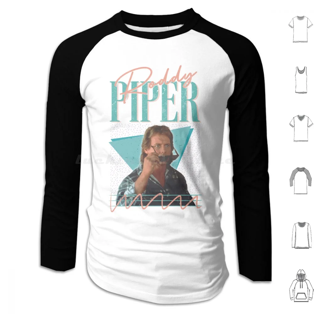 Sudaderas con capucha vintage de los años 80 de They Live, de manga larga, películas de culto de los años 80, Roddy Piper, Rowdy Roddy Piper, John Carpenter