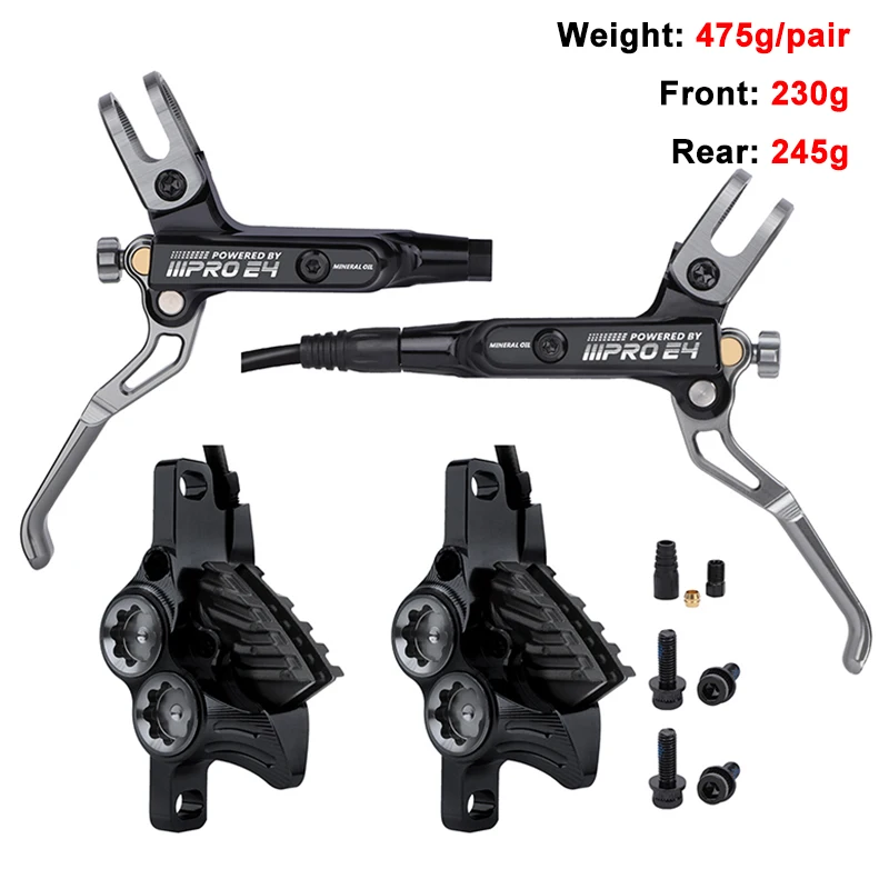 Bicycle Hydraulic Disc Brake 4 Piston MTB Brake Caliper IIIPRO E4 Mountain Bike Brake Oil Pressure 800/1550mm Front Rear Brake