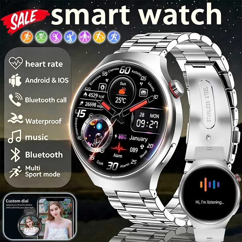 

New Sport Smart Watch Men Heart Rate Blood Oxygen Al Intelligent Voice Information Push Weather BT Call Custom Dial Smart Watch