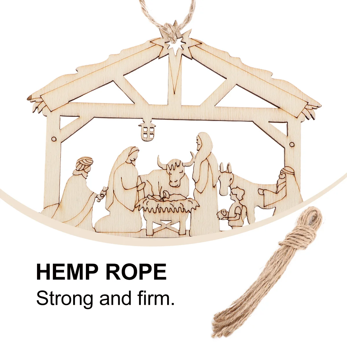 

20pcs Christmas Nativity Scene Wooden Ornaments Religious Tree Hanging Decor The Birth Of Jesus Holiday Celebration Shape