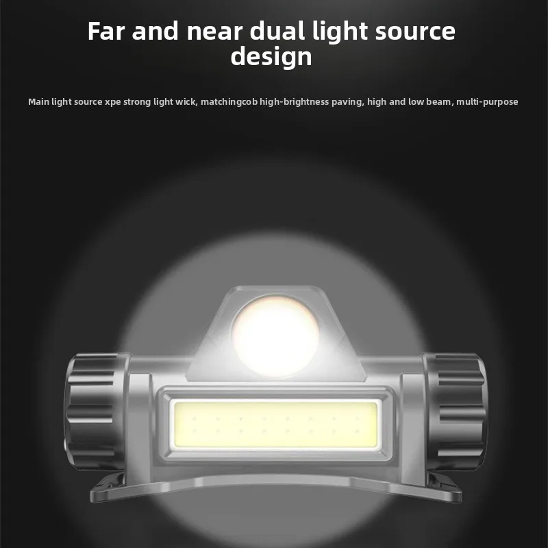Intelligent induction headlight strong light multi-function outdoor working miner light portable long battery life fishing light