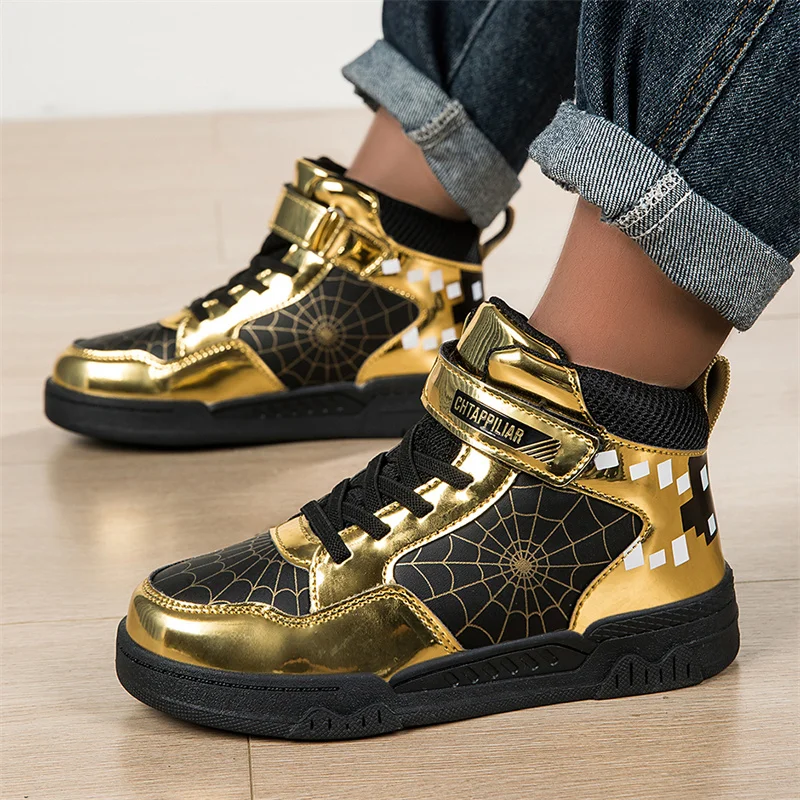 

Fashion Spider Print Kids Shoes Teenager Cartoon High Top Sneakers Boy Skateboard Shoes Comfortable Outdoor Children Sport Shoes