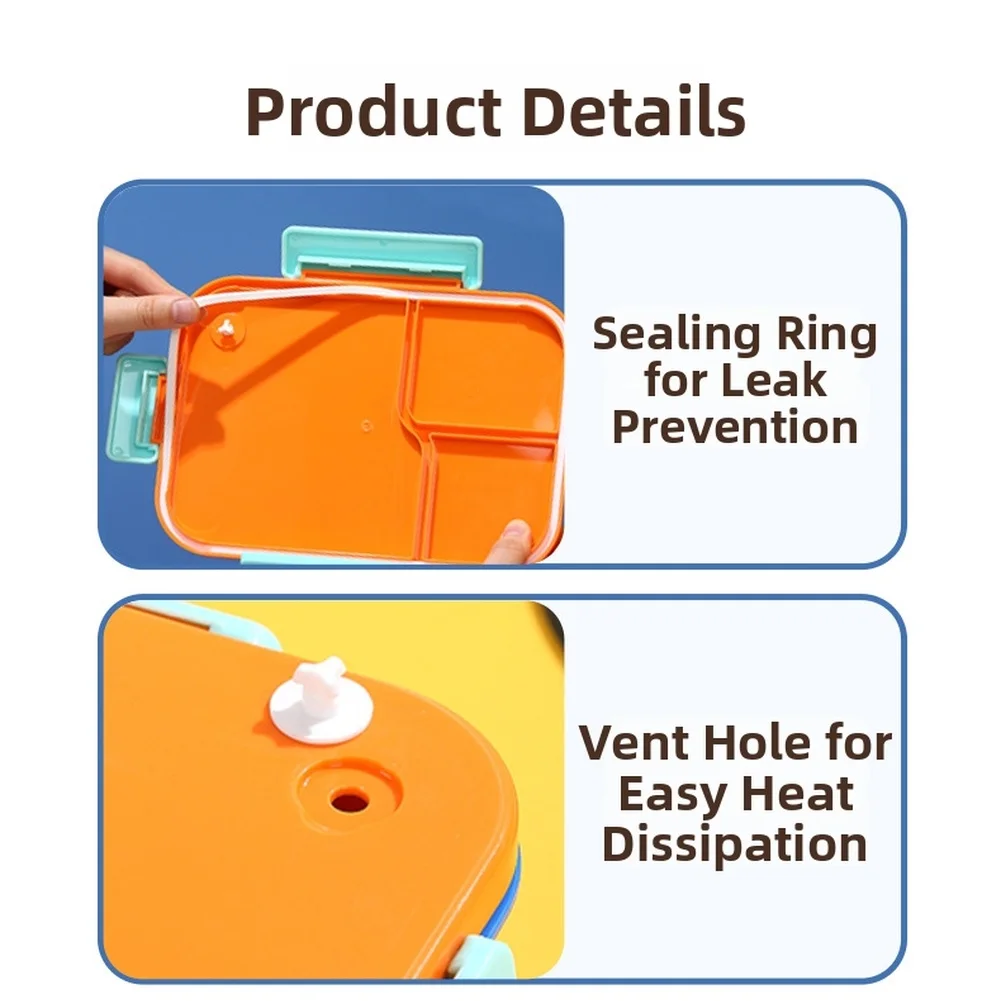304 Stainless Steel Insulated Food Box with Three Divided Sections and Tight Seal Design for Safe Transport of Hot or Cold Meals