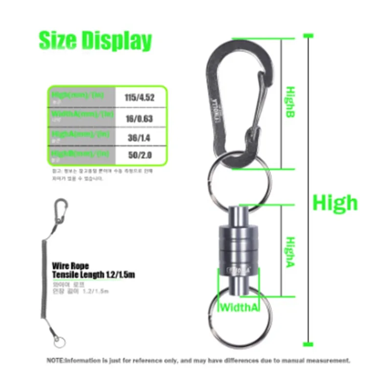 Magnetic Net Release Holder With Coiled Lanyard Fly Fishing Tools Strong Magnet Carabine Fast Buckle Anti-Drop Rope Accessories