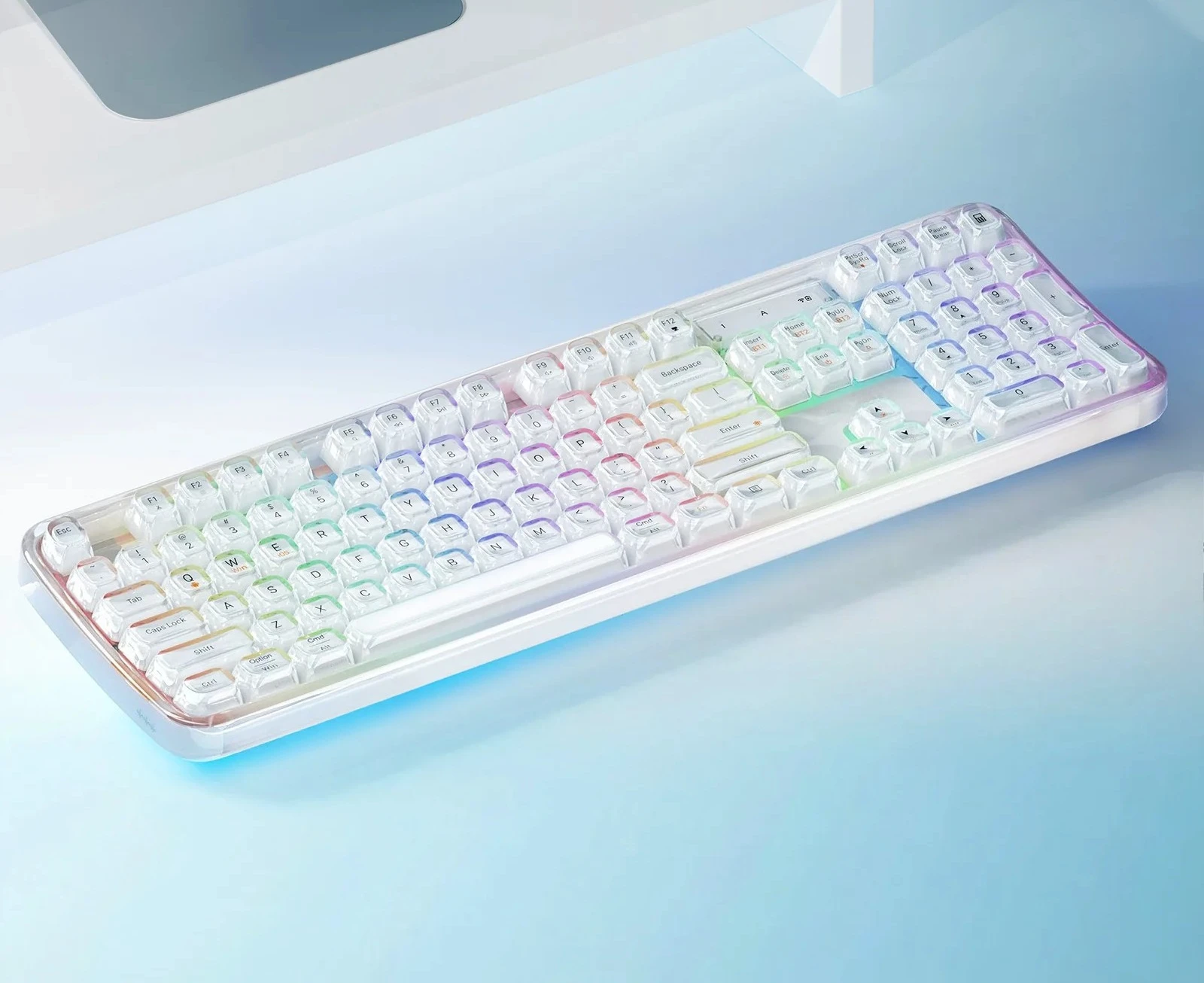 Crystal Transparent Wireless Keyboard High Value RGB Luminous Office Bluetooth Keyboard