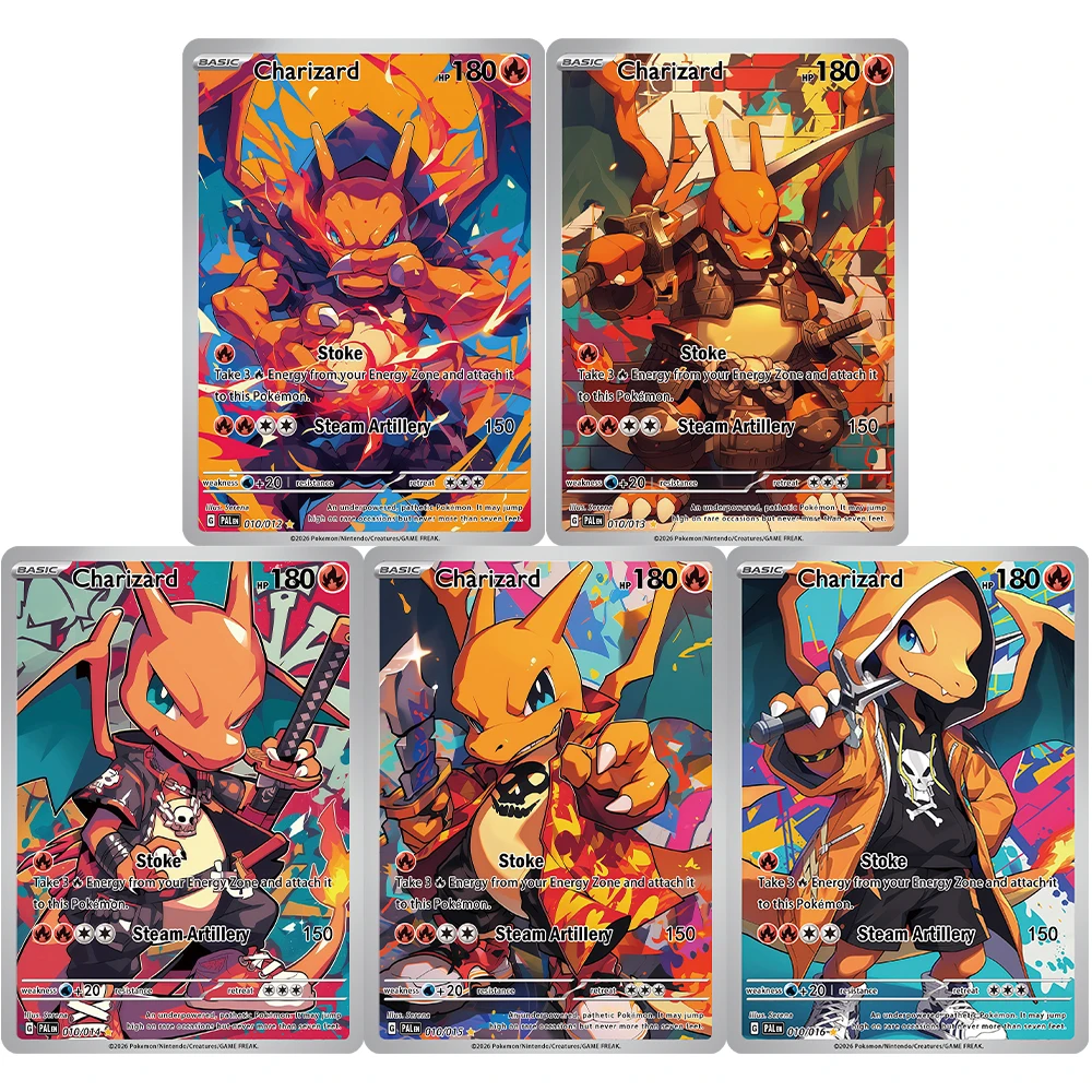 

Коллекционные карты PKM: Серия Charizard, PTCG, игровые карты Pokemon, DIY, высококачественные, коллекционные, аниме-карты (5 шт.)