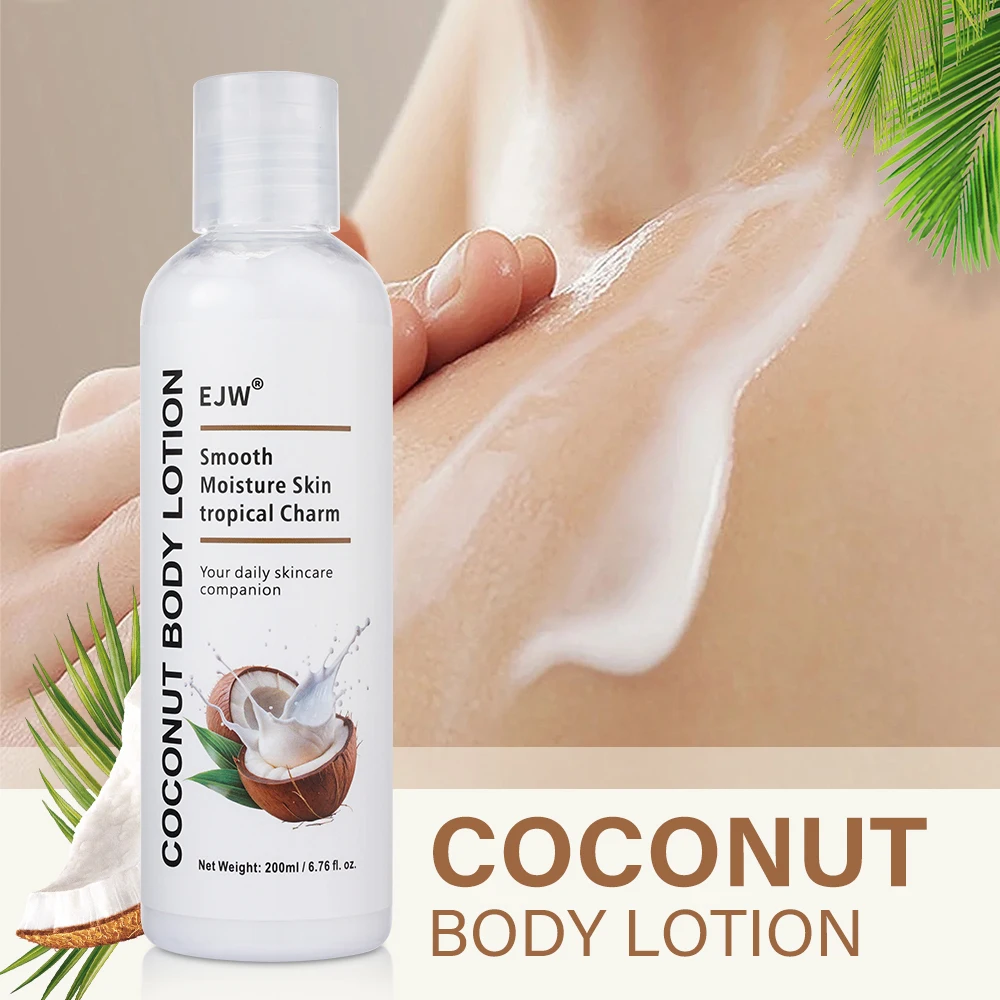 Hidratar y suaviza crema hidratante de aceite de coco para el cuerpo, no graso, hidratación intensa y sensación lujosa, loción corporal