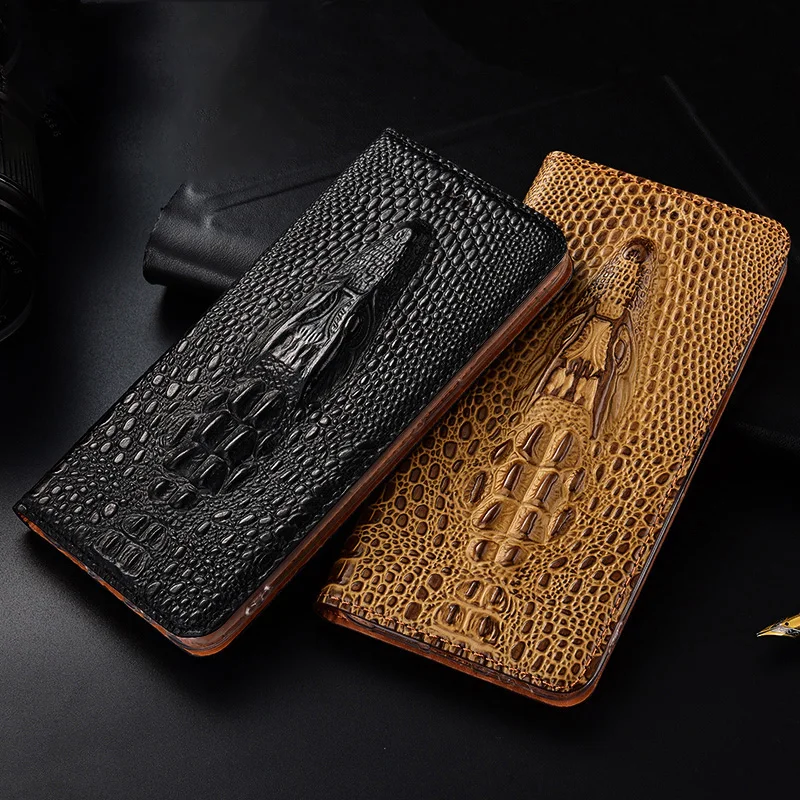 

Crocodile Head Genuine Flip Leather Case For XiaoMi Black Shark 5 RS 4 3 2 1 4S 3S Pro Phone Wallet Cover Cases