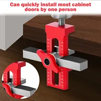 Adjustable Cabinet Door Mounting Jig Drilling Guide Locator Aluminum Alloy Body Tool for Woodworking Installing Cabinets Tool