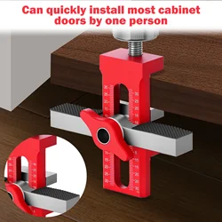 Adjustable Cabinet Door Mounting Jig Drilling Guide Locator Aluminum Alloy Body Tool for Woodworking Installing Cabinets Tool