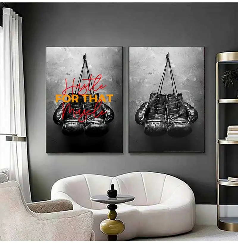 Style Picture Wall Art Modular Home Decoration Painting Print Poster for Living Room Cuadros Boxing Gloves Vintage Canvas Nordic