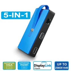 Adaptador de vídeo USB a HDMI/DVI/VGA (Displaylink IC) ADAPTADOR USB 2.0 HDMI/DVI/VGA para Mac OS, Windows 11/10/8.1/8 hasta 1080P