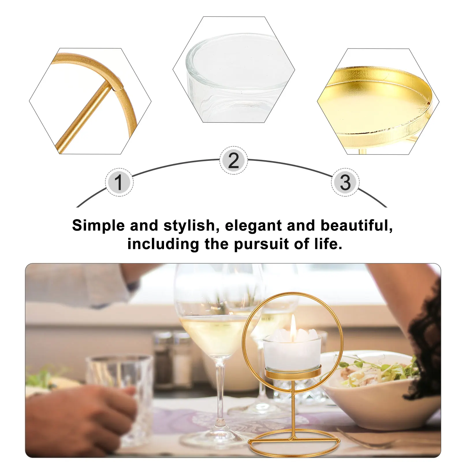 

1Pcs Golden Wrought Iron Holder Creative Nordic Stand Decorative Alloy Candleholder Indoor