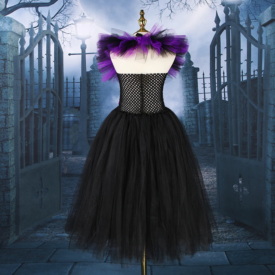 Disney Fairy Maleficent Costume Cosplay Dress for Girls Halloween Villain Misstress of Evil Clothing Kids Witch Apparel 4 6 8Yr