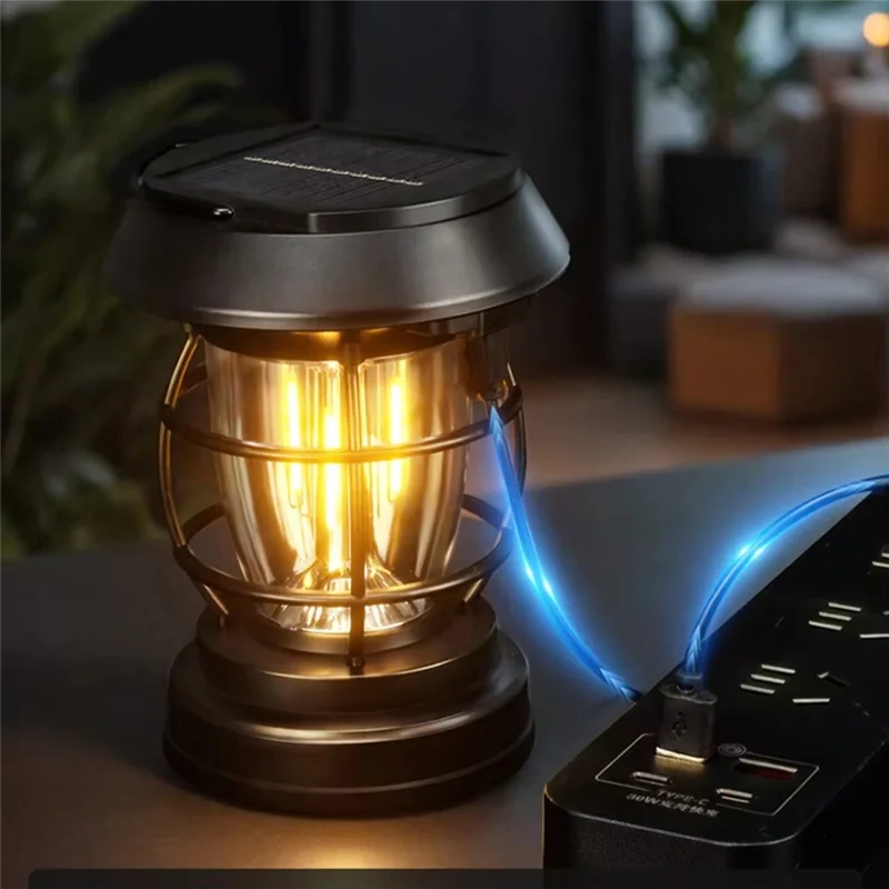 

ELOS-Solar Powered Camping Lantern Handheld Outdoor Light For Hiking Adjustable Brightness